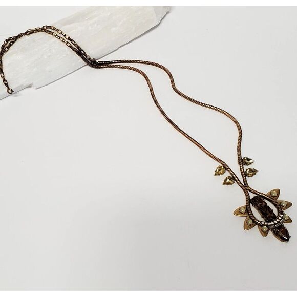 Stella & Dot Soliel Necklace Jewelry Gold Tone Crystal Rhinestones Neutral *note - Picture 8 of 10